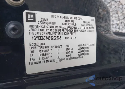 2006 Cadillac Srx V6 from USA, damaged, VIN 1GYEE637460202233